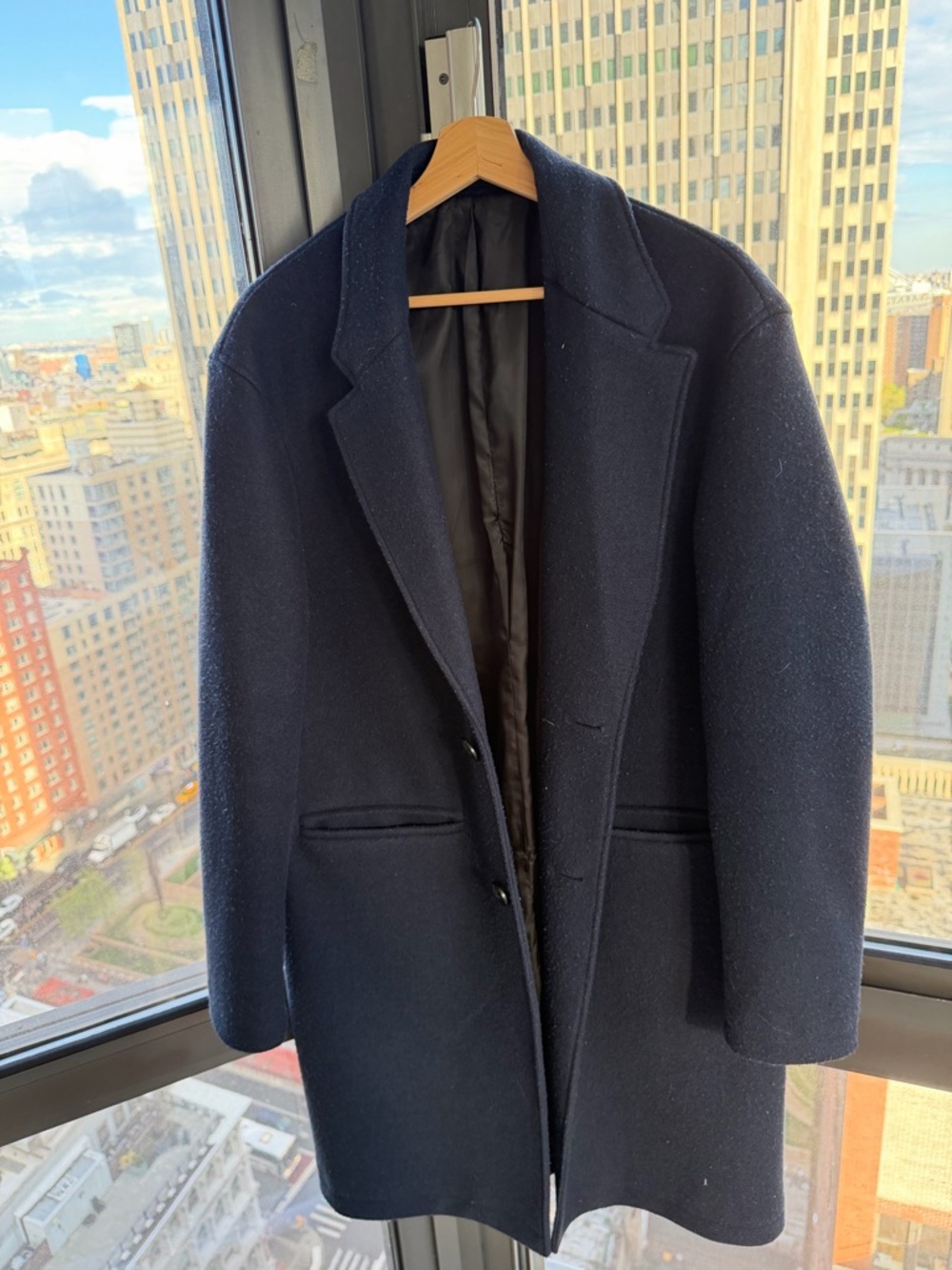 Zara Men's Dark Navy Wool Pea Coat